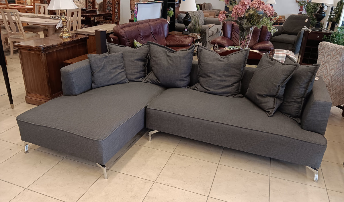 Mallory Graphite Corner Sofa Sectional with Toss Cushions