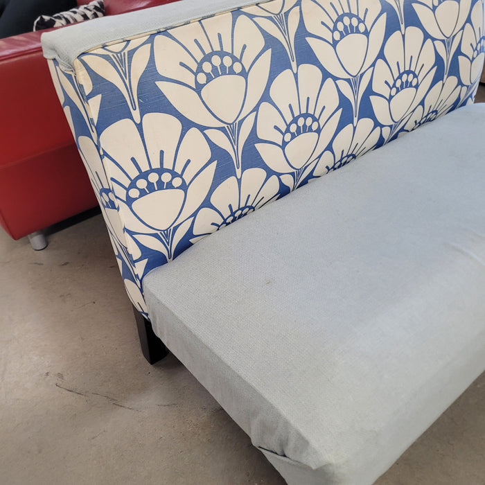 50"W 2-Seat Sofa in Blue and White