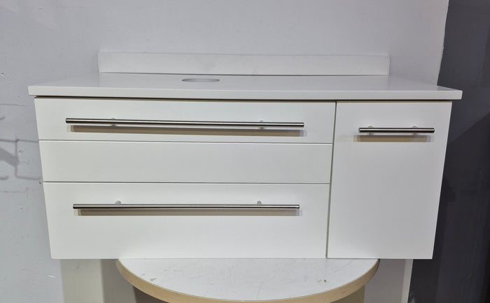 Lucera 36" White Wall Hung Vessel Sink Modern Bathroom Cabinet - White Stone Top