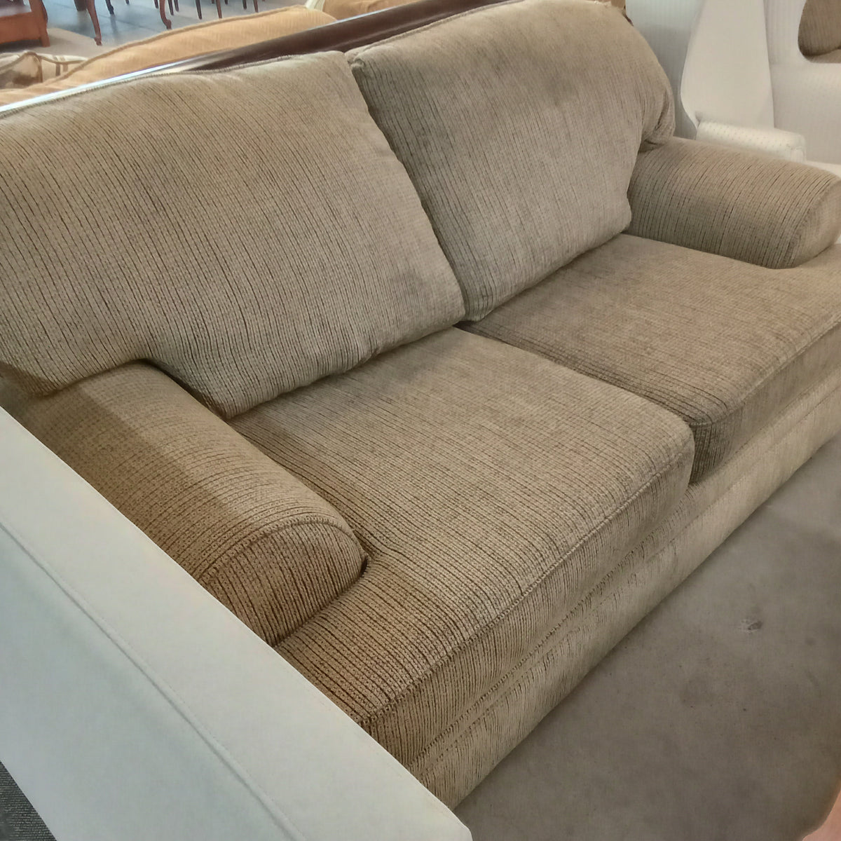 68"W Brown Fabric Love Seat