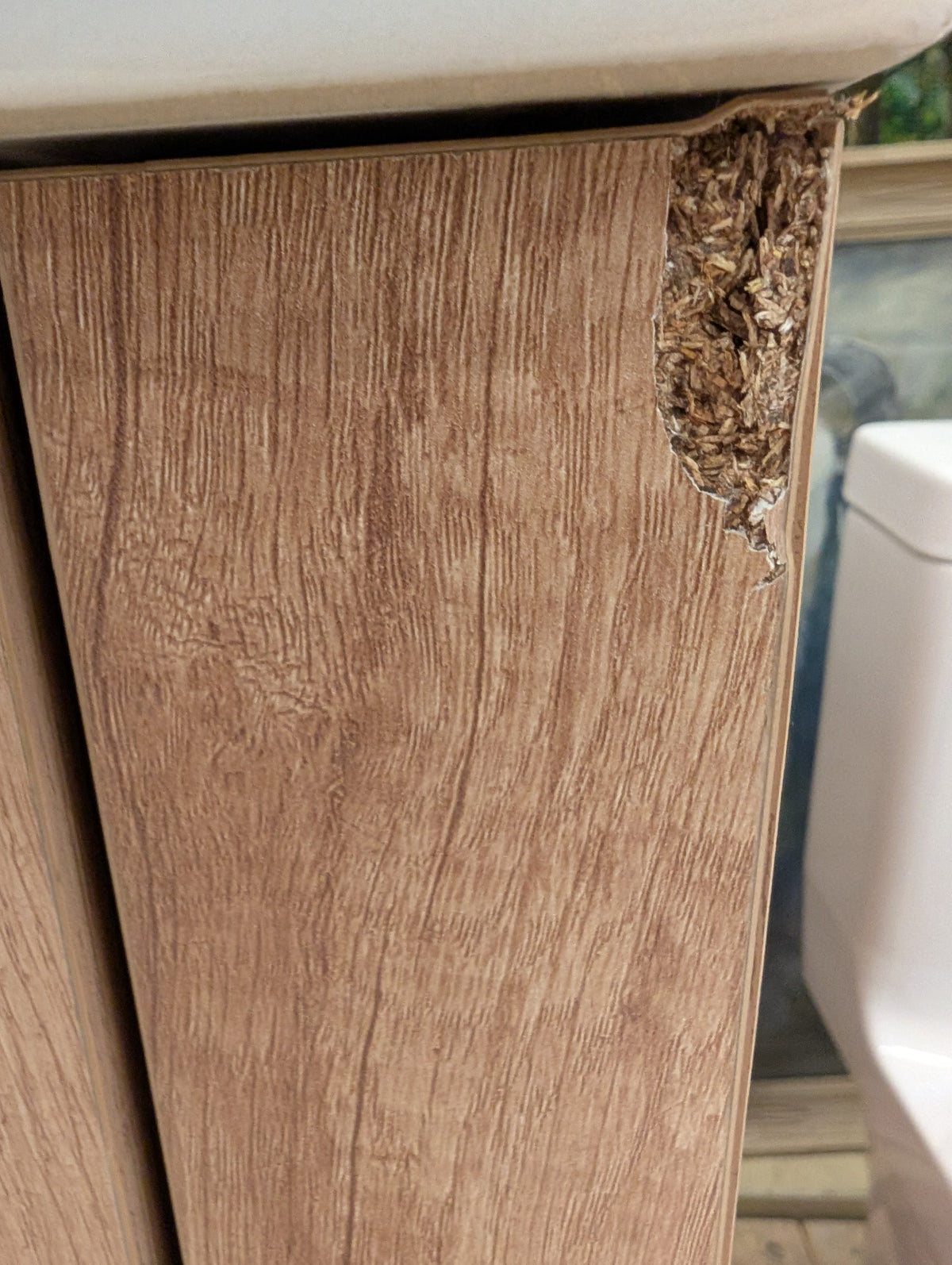 Farley Vanity in Natural with Thin Ceramic Top in White