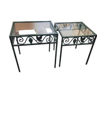 Pair Of Wrought Iron Glass End Table's