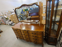 63" Brown 12-Drawer Dresser with Mirror