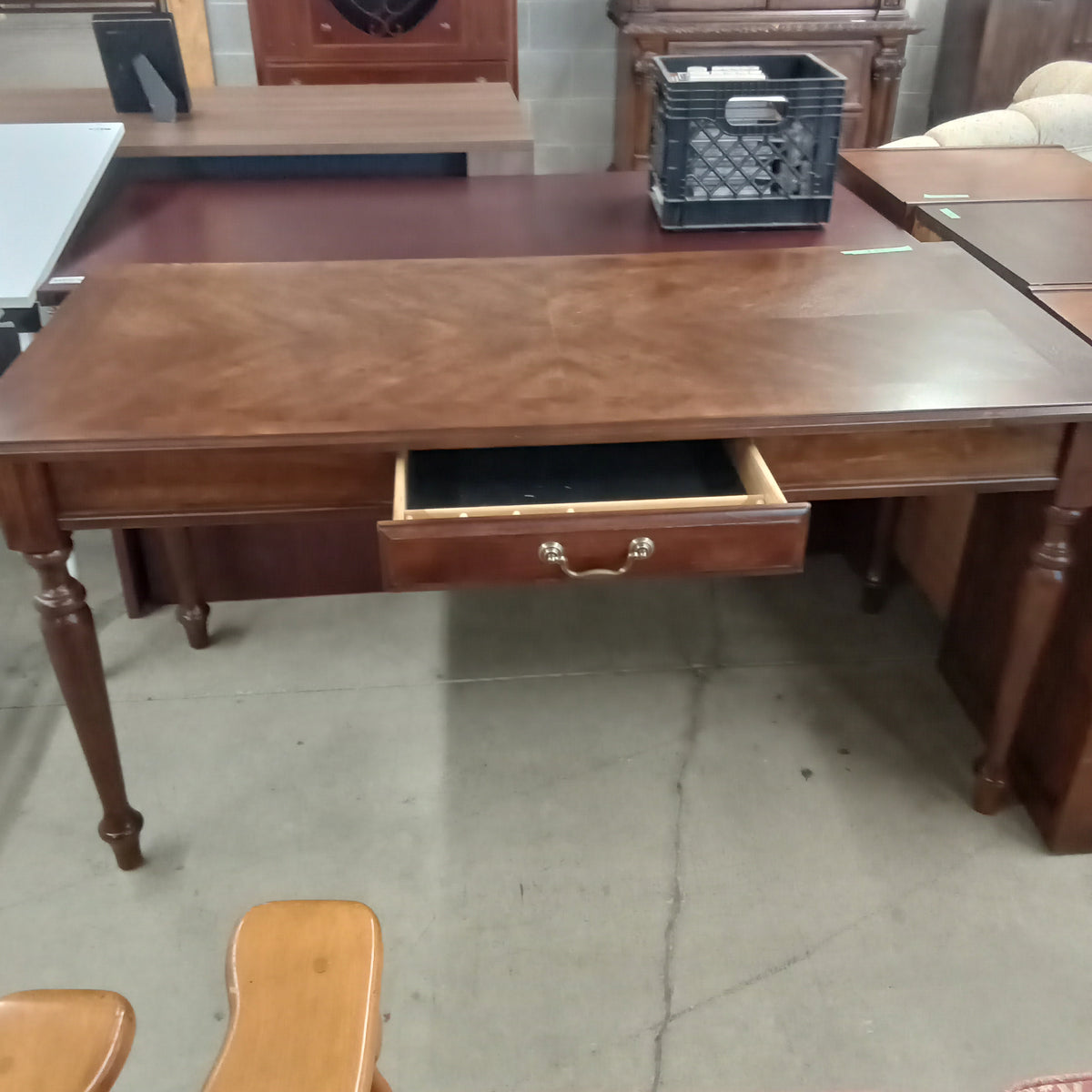 60"W Solid Wood Desk with Single Drawer