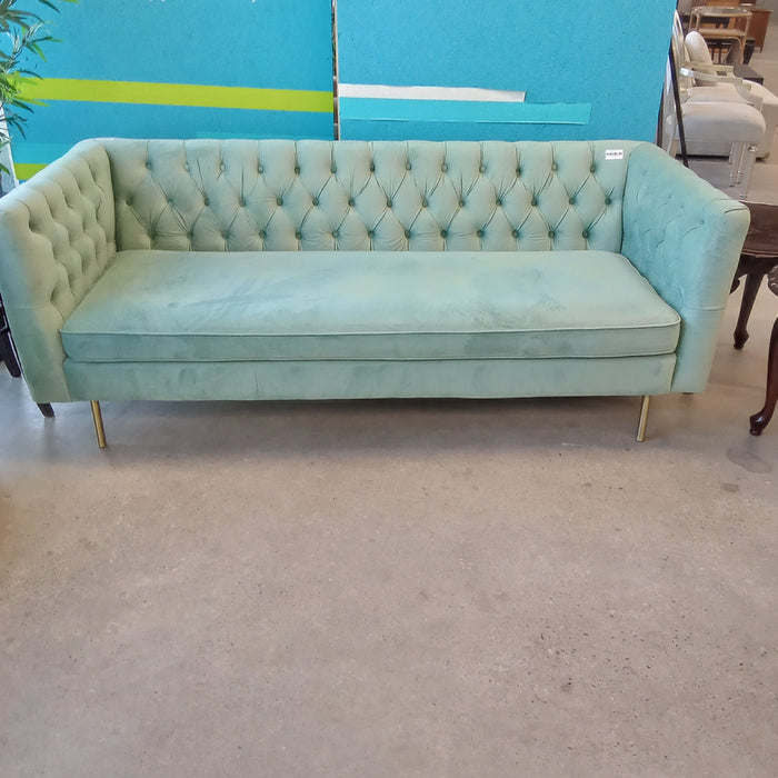 78"W Sea Foam Green Sofa - 3-Seater