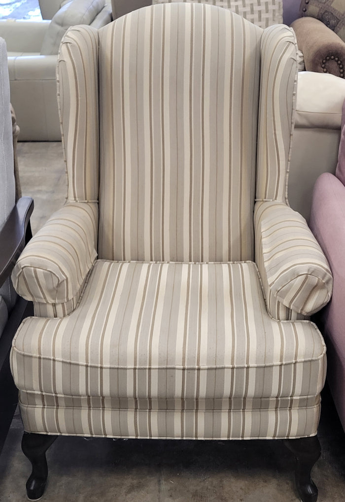 Striped Wingback Chair