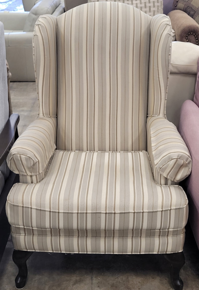 Striped Wingback Chair