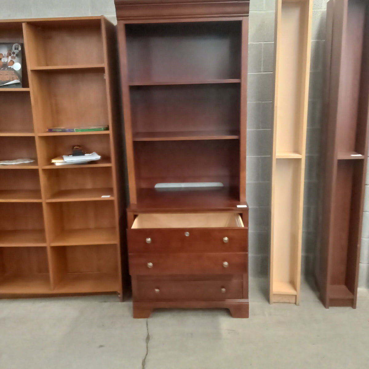 30.5"W 2-Piece Solid Wood Bookcase with Lower Filing Drawers