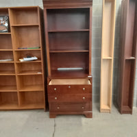 30.5"W 2-Piece Solid Wood Bookcase with Lower Filing Drawers