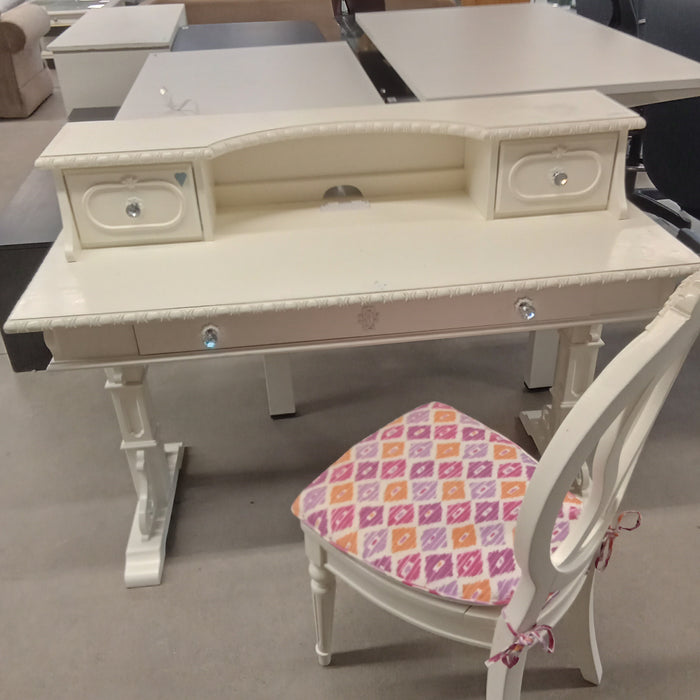 Vintage White Writing Desk W/ Chair #AT1