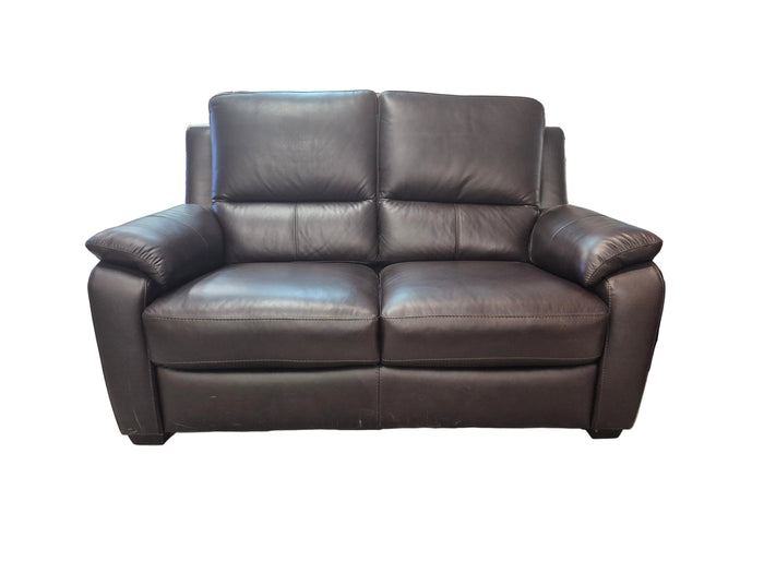 Dark Brown Leather Love Seat