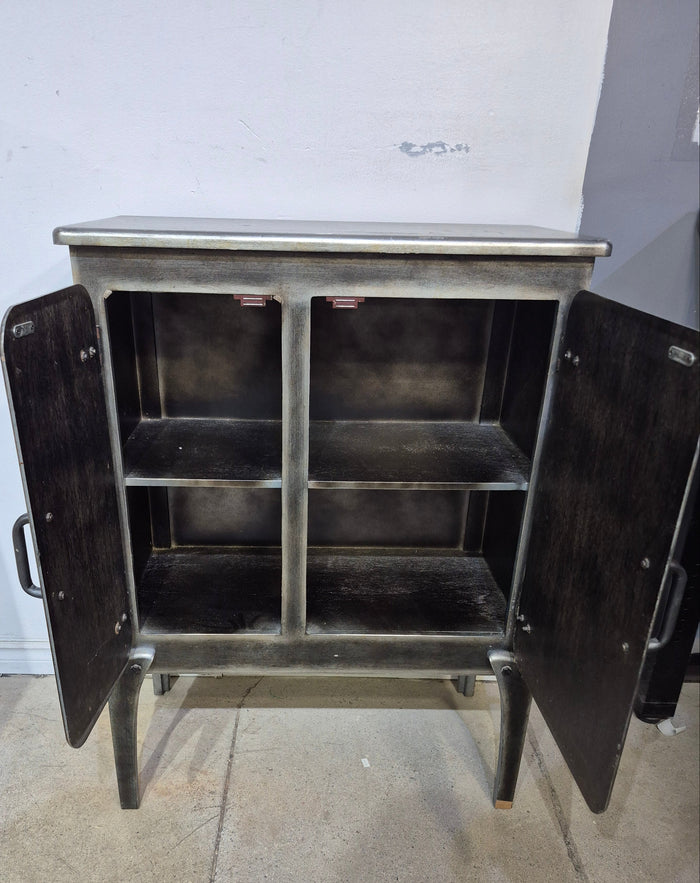 Rustic Metallic-Look 2-Door Cabinet