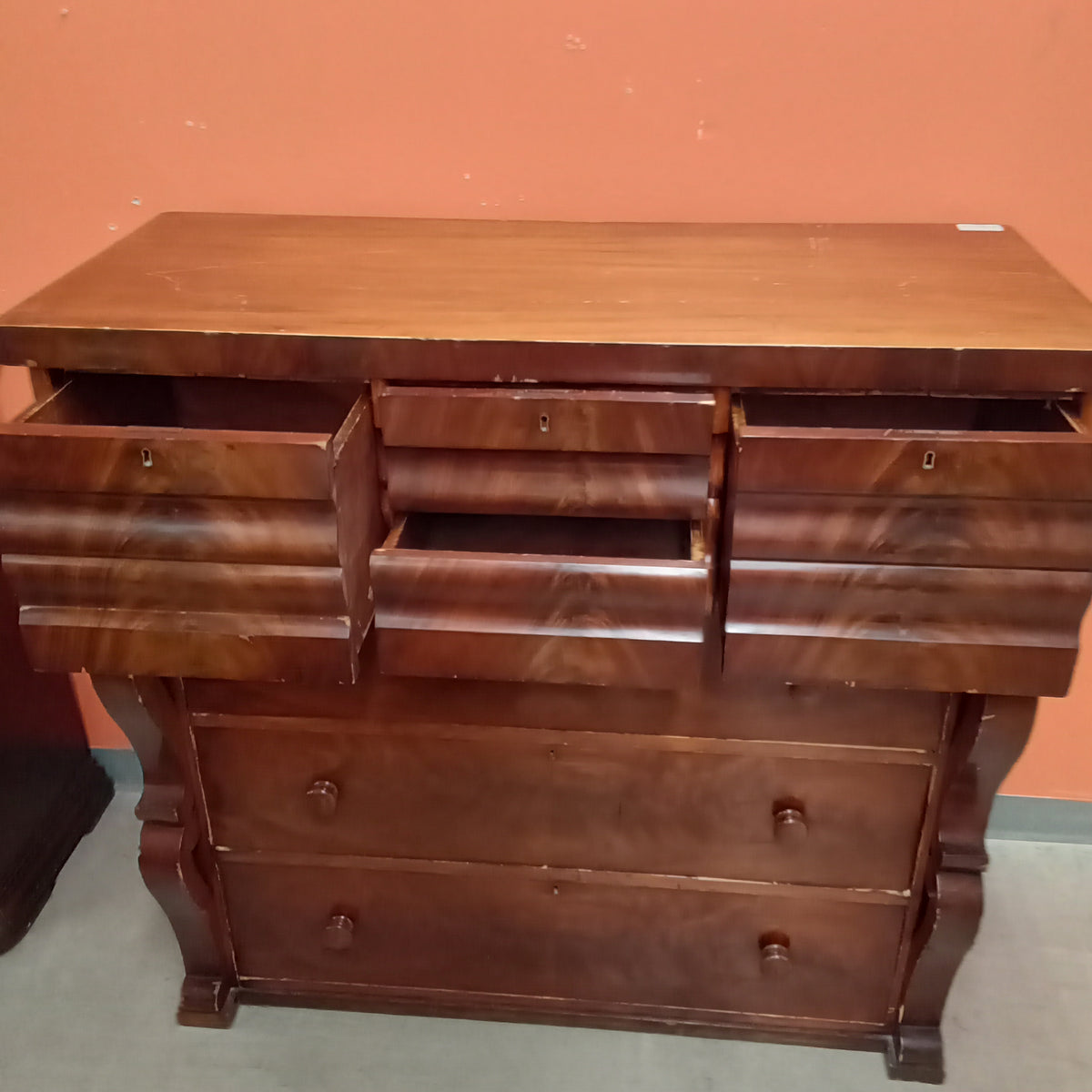 49"W 7-Drawer Vintage Dresser in Solid Wood