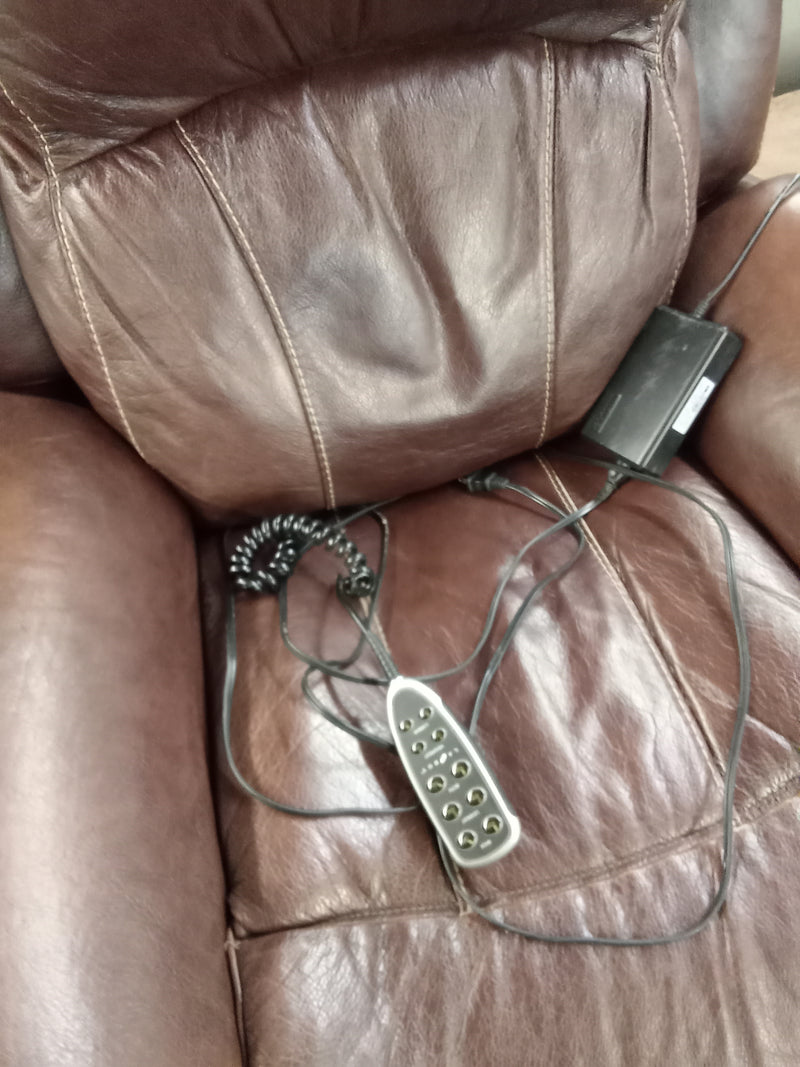 35"W Brown Leather Electric Recliner