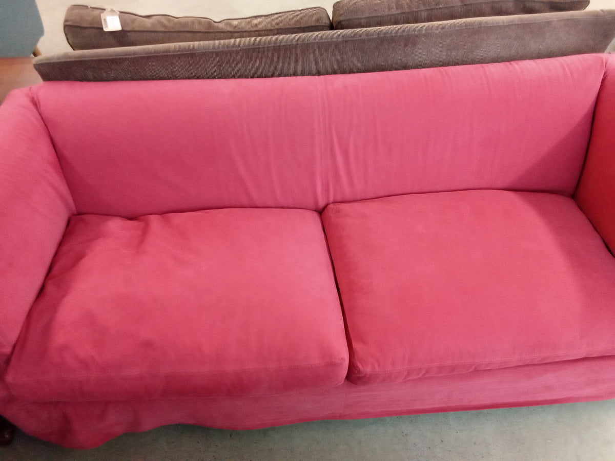 74" W Red Fabric Sofa