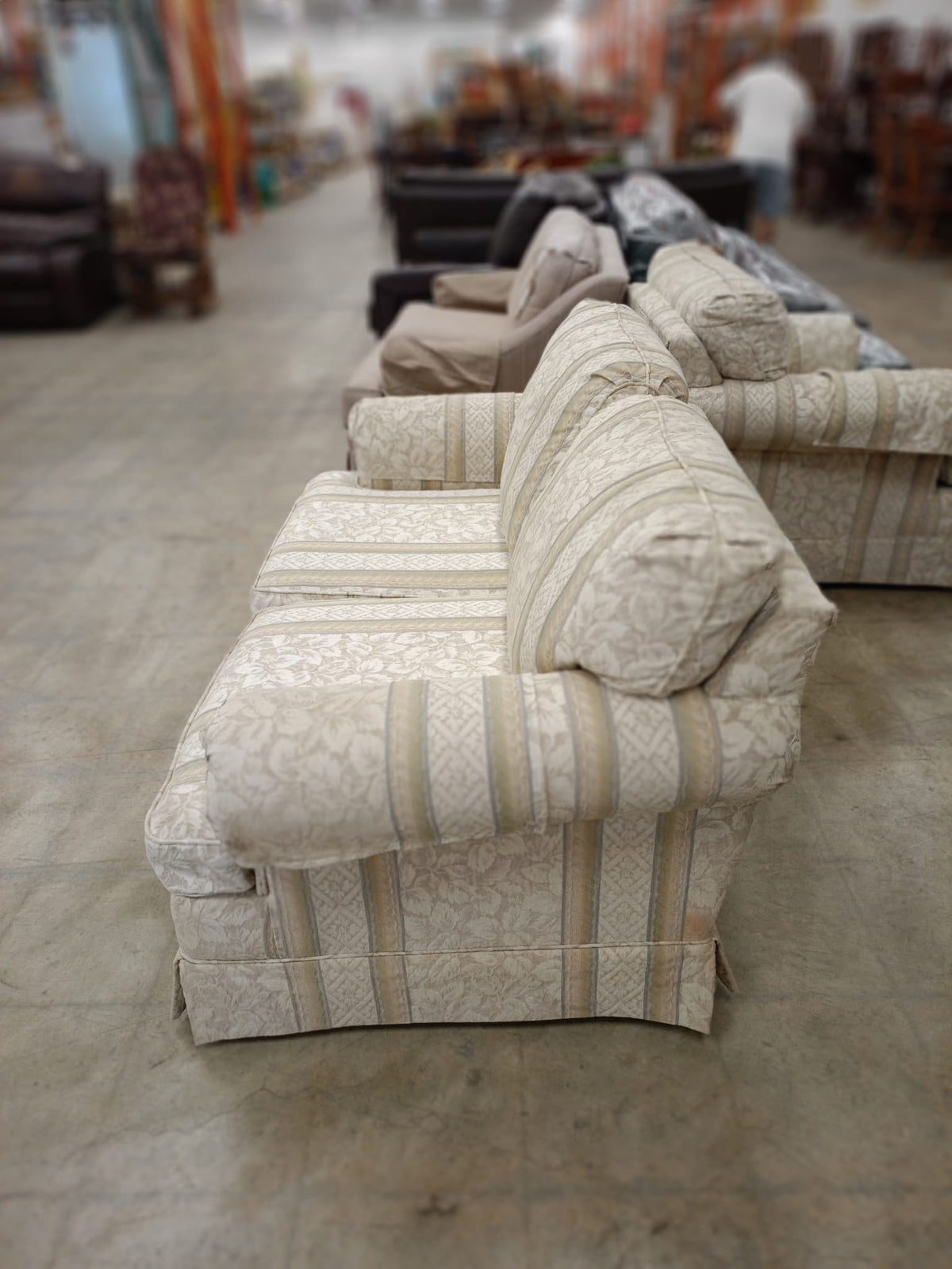 Floral Pattern Latte Colored Loveseat