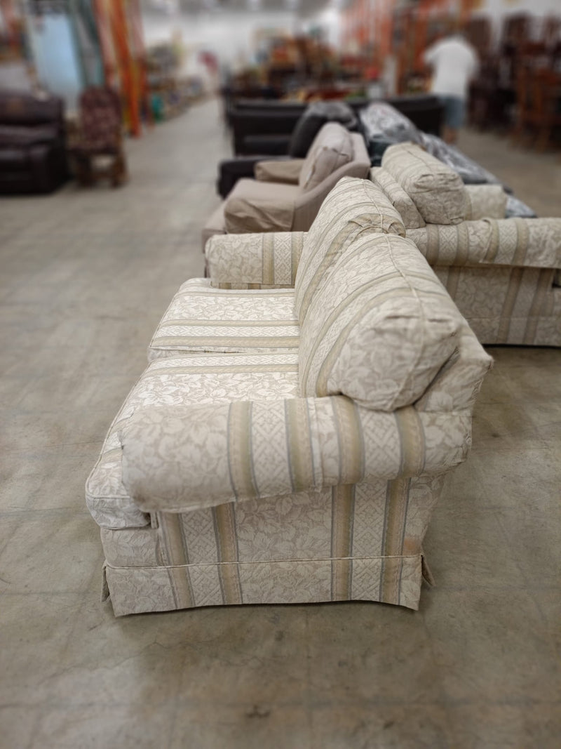 Floral Pattern Latte Colored Loveseat