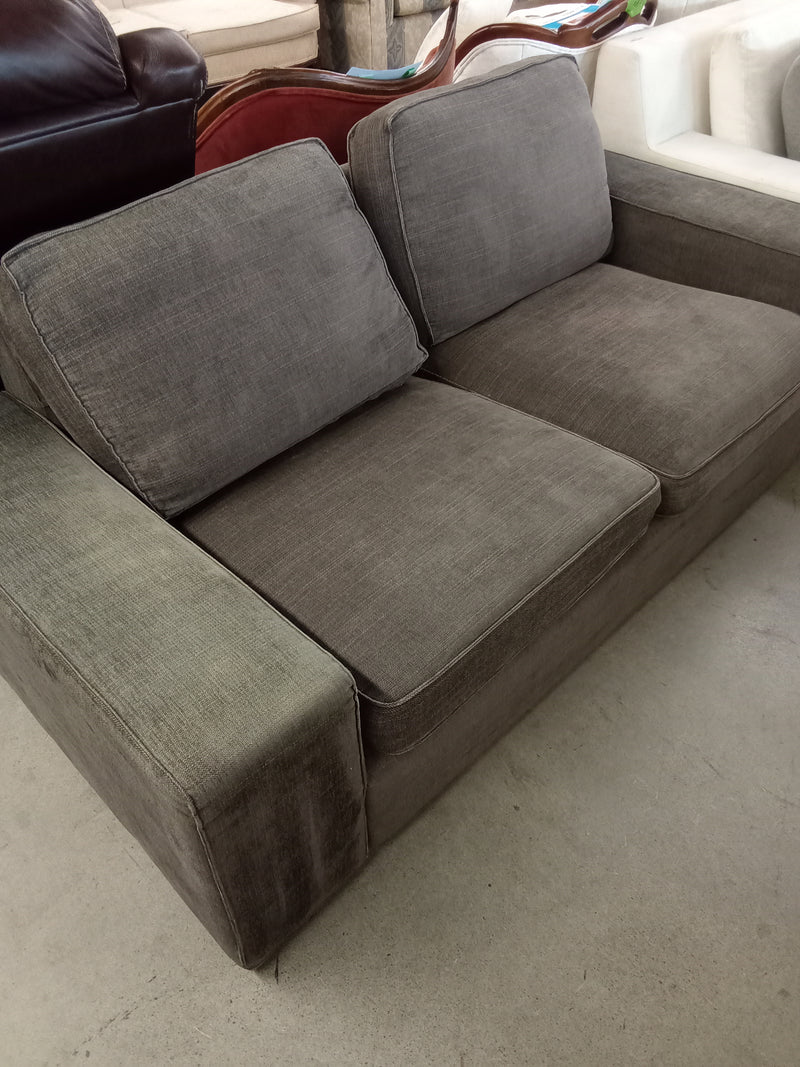74"W Grey Fabric Love Seat