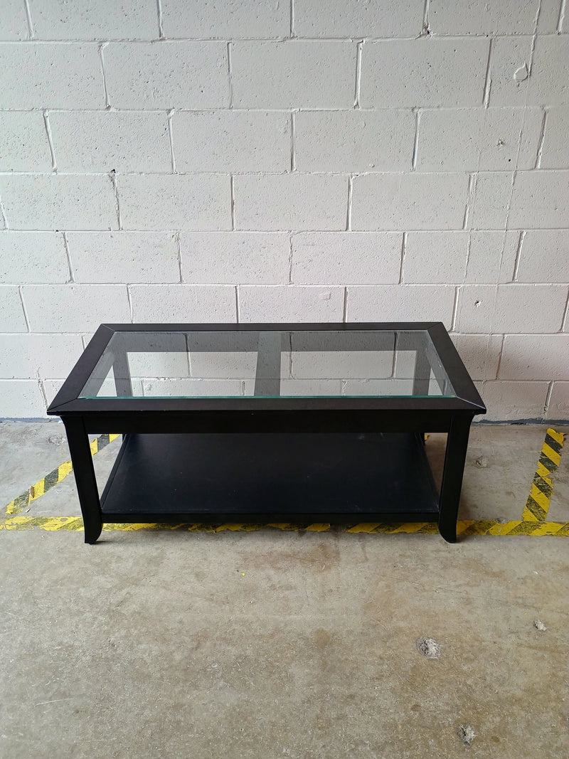 Black Coffee Table with Glass Top