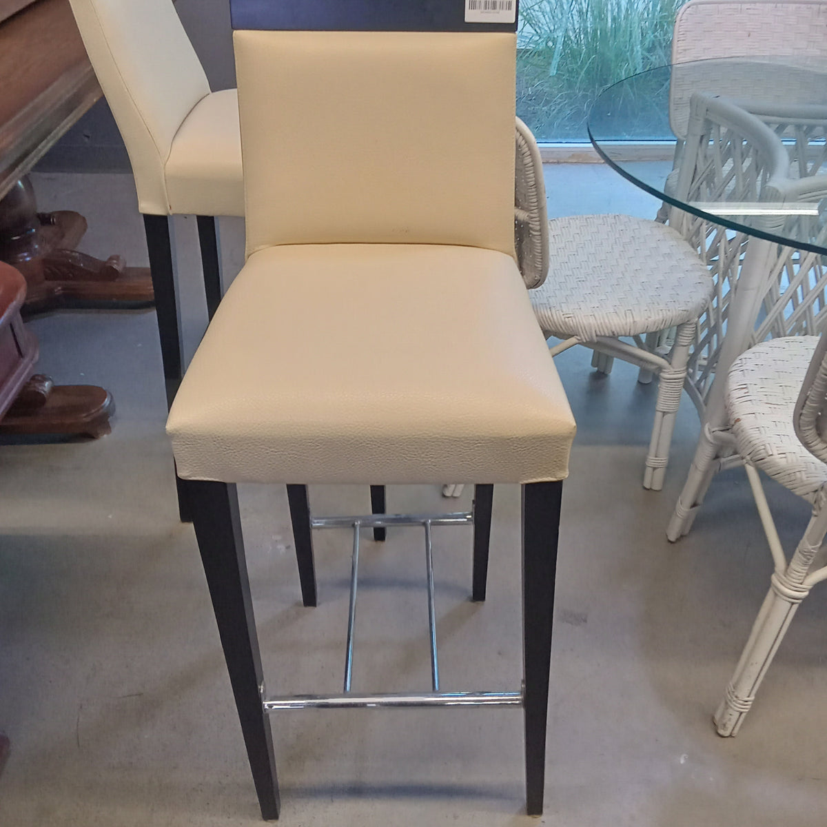16"W Bar Stool with Faux Leather Seat and Back
