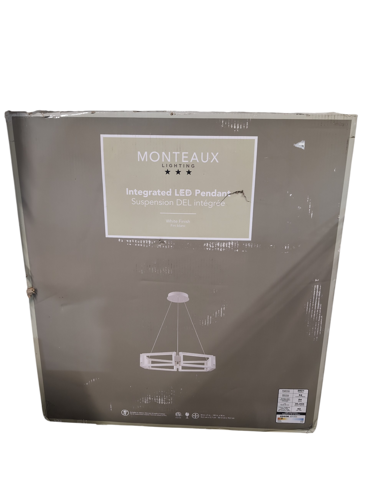 Monteaux 30-inch White Integrated LED Modern Circle Pendant