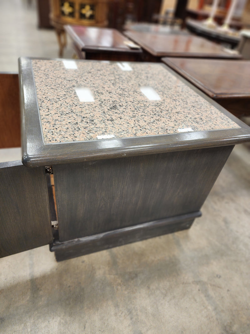 Dark Grey 2 Door cabinet with Faux Marble Top