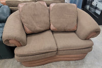 Striped Loveseat With Leather Piping