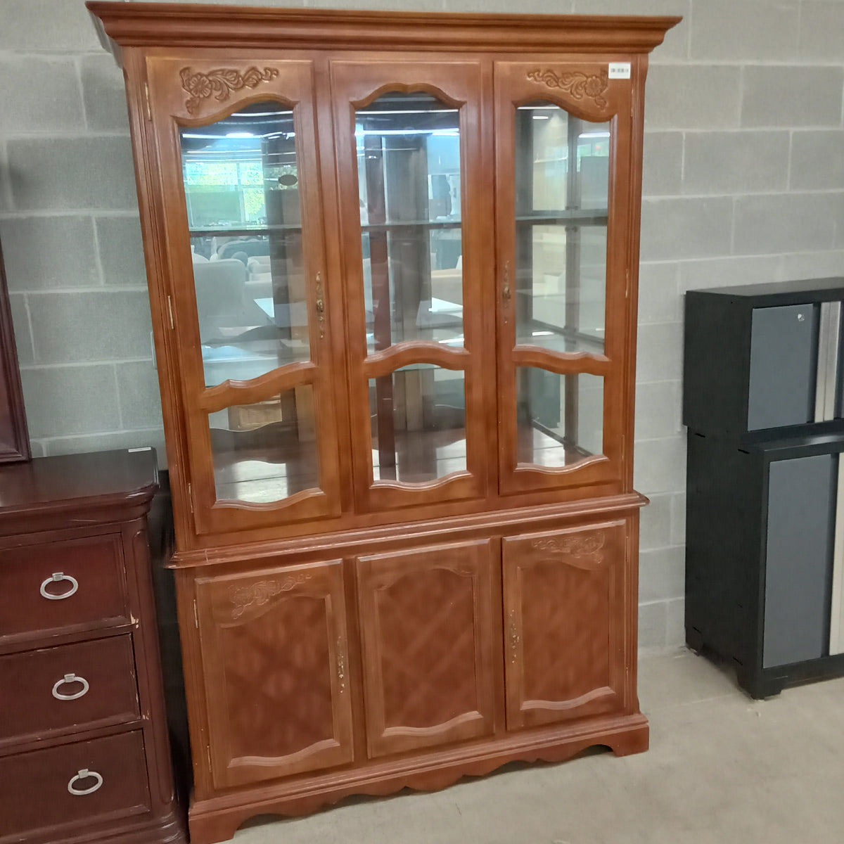 52"W 1-Piece China Cabinet with Glass Doors