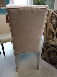 19"W Grey Velour Fabric Chair with Chrome Legs