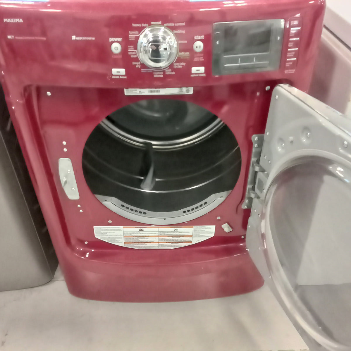 27"W Electric Front Load Dryer in Burgundy