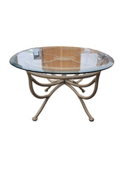 Oval Glass Top Coffee Table W/ Metal Base