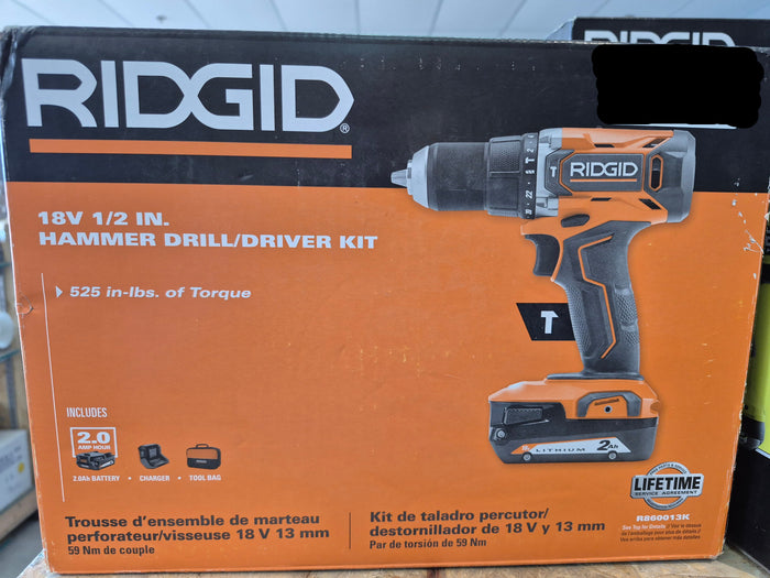 18V 1/2 in Hammer Drill Kit with 2.0 Ah Battery and Charger