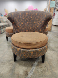 Grey & Orange Floral Upholstered Chair