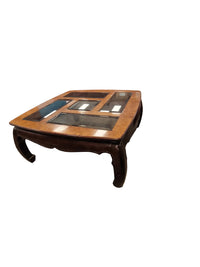 Burl Wood Coffee Table W/6 Glass Insert's