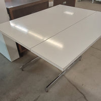 42.5"W White Drop Leaf Table with Storage