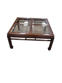 Asian-Inspired Coffee Table W/ Beveled Glass