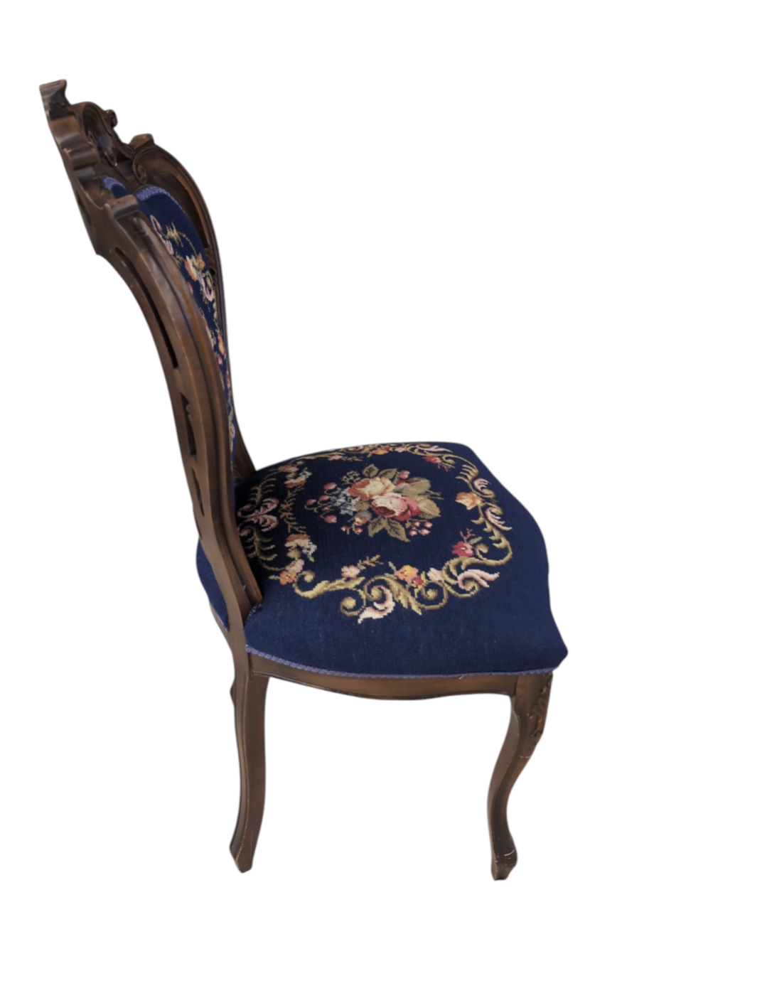 Antique Needlepoint Accent Chair