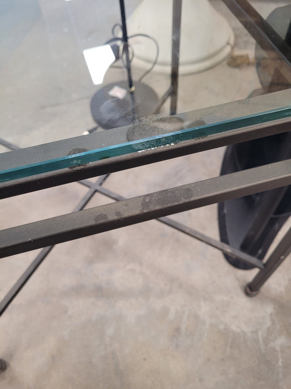 Square Glass-Top Metal End Table
