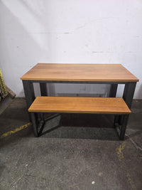 Industrial-Style Dining Table and Bench Set of 2