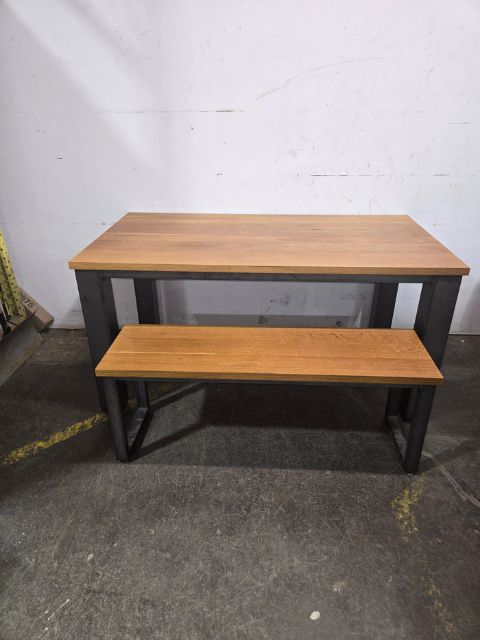 Industrial-Style Dining Table and Bench Set of 2