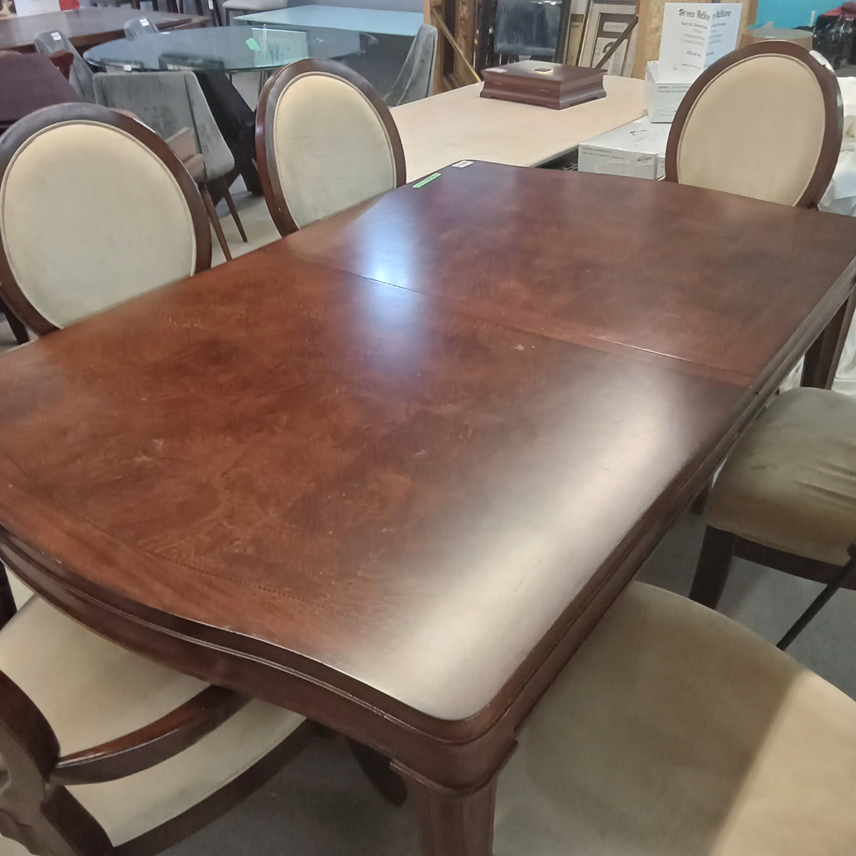 63"W Dining Set with Six Chairs and Two Leaves