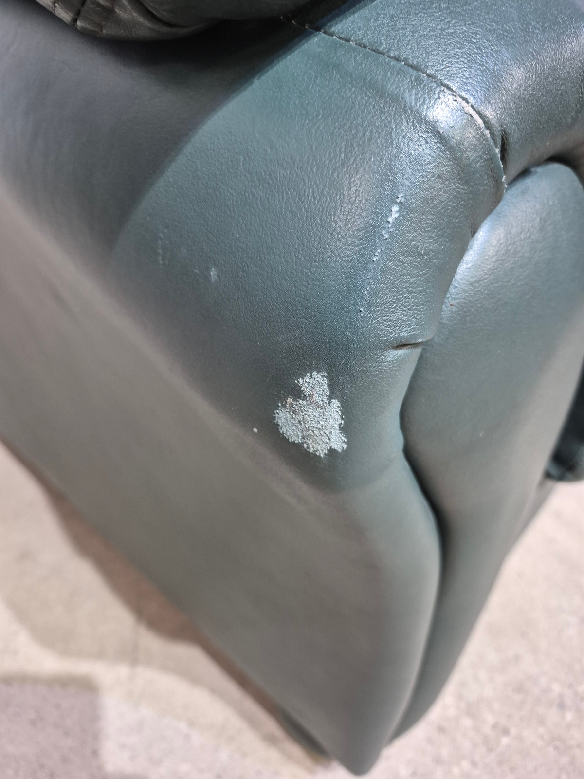 Green Leather love seat Couch