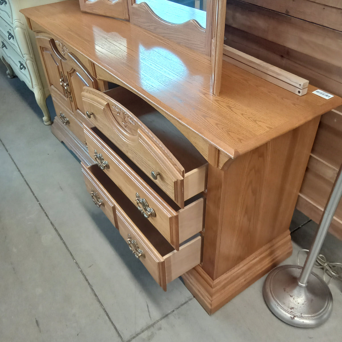 64"W 4-Drawer Wooden Dresser with Mirror