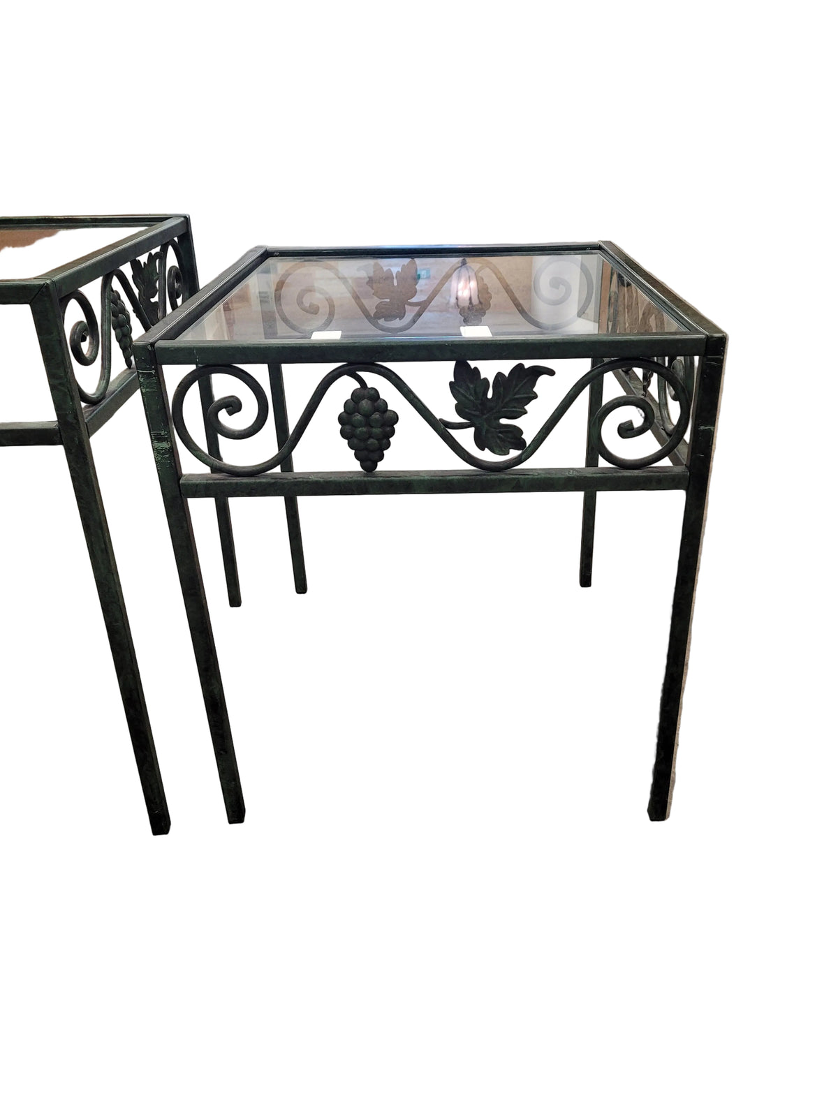 Pair Of Wrought Iron Glass End Table's