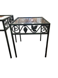 Pair Of Wrought Iron Glass End Table's