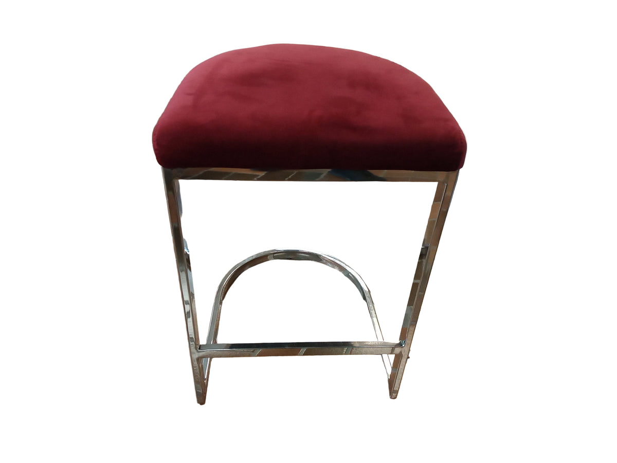 Pair of Red Velvet Bar Stool