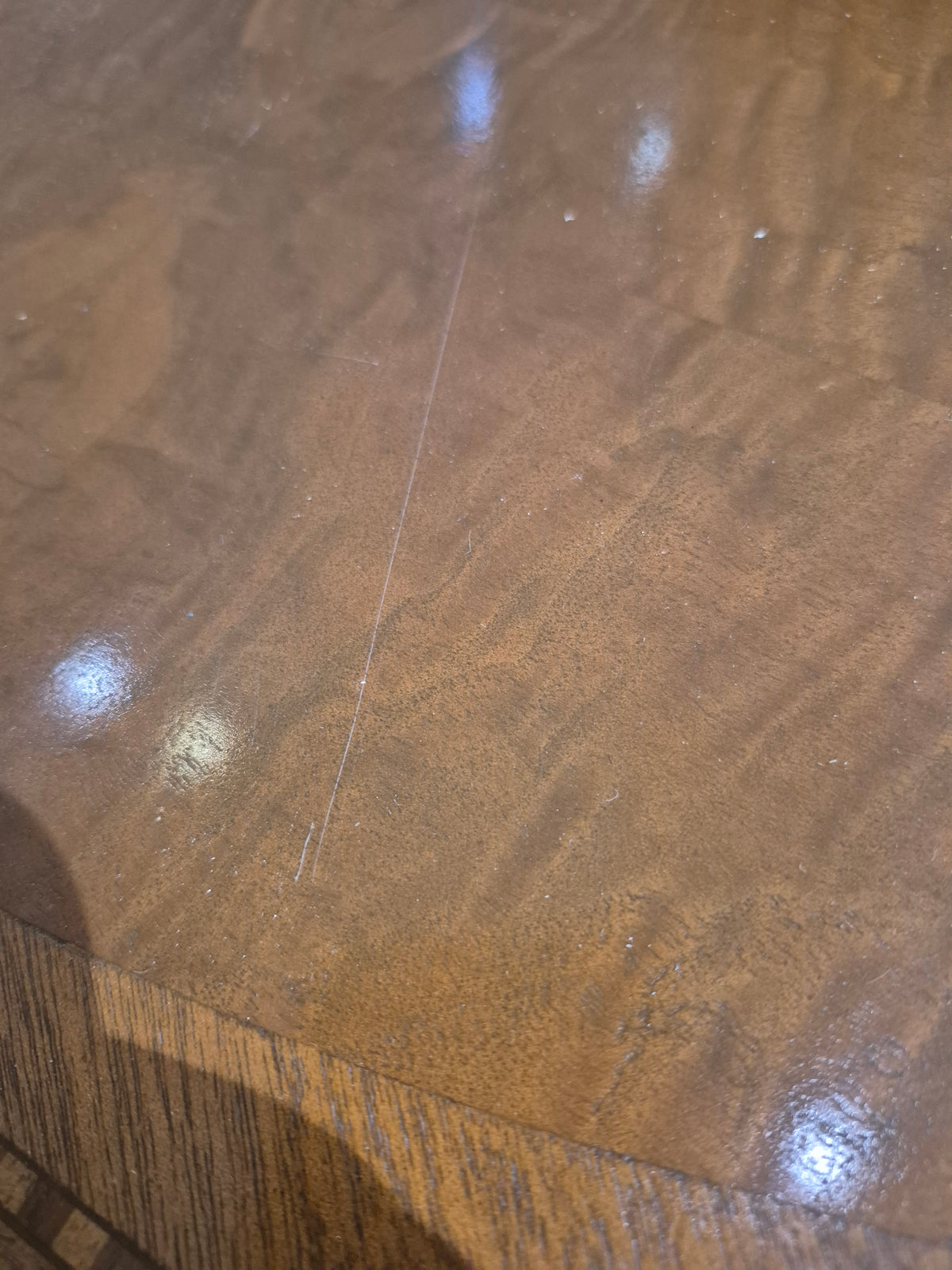 Vintage Carved Inlay Top Side End Table