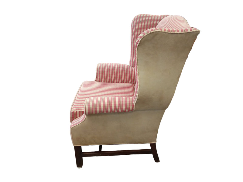 Red/Beige Wing Chair