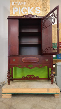 Dark Wood Glass Fronted Display Cabinet