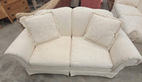 Off-White Loveseat W/Floral Damask Pattern